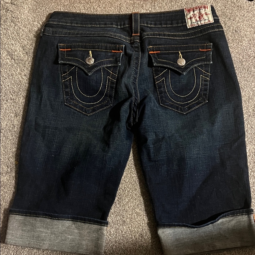 True Religion Dark Blue Denim Bermudas